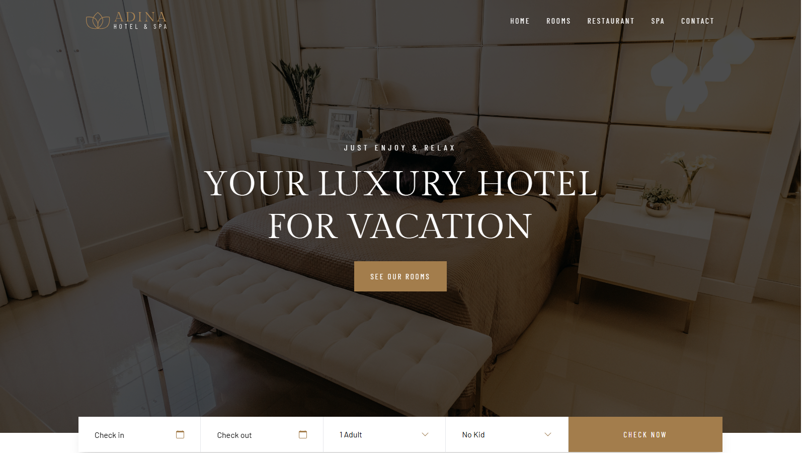 Hotel Booking Interactive Landing first-view screenshot